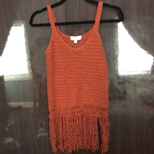Knit Fringe Tank Top, Size X-Small